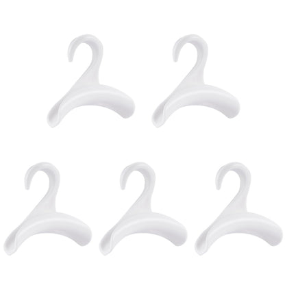 Set of 5 white arched garment hooks for hats and scarves, hanger-style loop