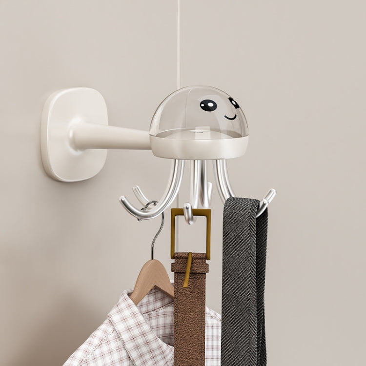 Cream white rotating hook rack with 6 curved claws and clear dome cover