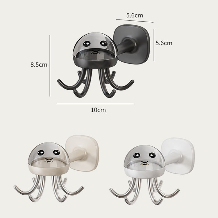 Rotating 6-claw wall hook rack with clear dome face and curved metal hooks