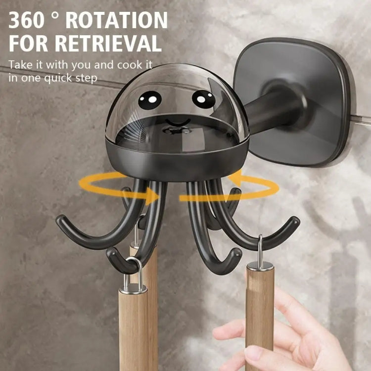 Rotating 6-claw hook rack with clear dome cover and curved hooks