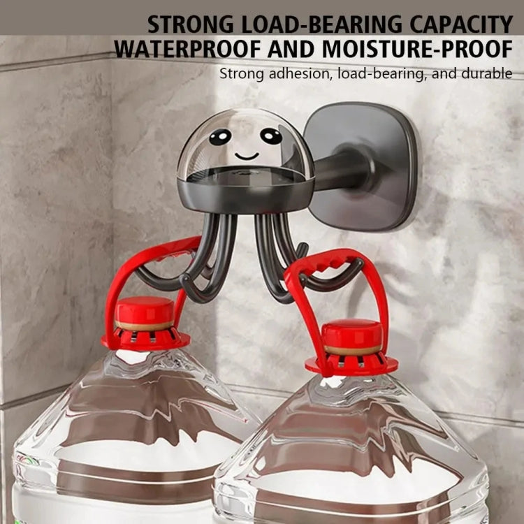 Rotating 6-claw hook rack with dome cover and curved hooks for kitchen storage