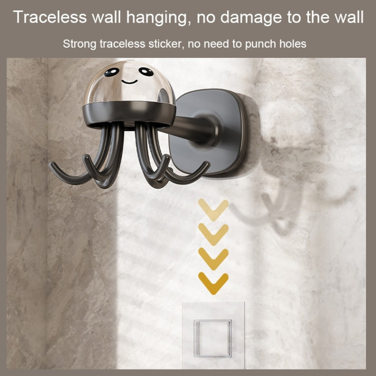 Rotating 6-claw wall hook rack with dome cover and curved metal hooks