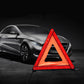 Emergency reflective triangle warning sign with metal tripod legs