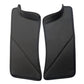 Pair of dark textured door sill anti-kick protective pads with curved top tabs