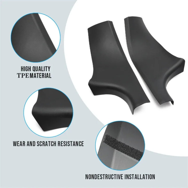 Set of black anti-kick door sill pads with texture and coverage diagram