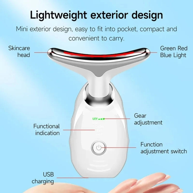 White oval neck massager with USB charging and function adjustment switch.