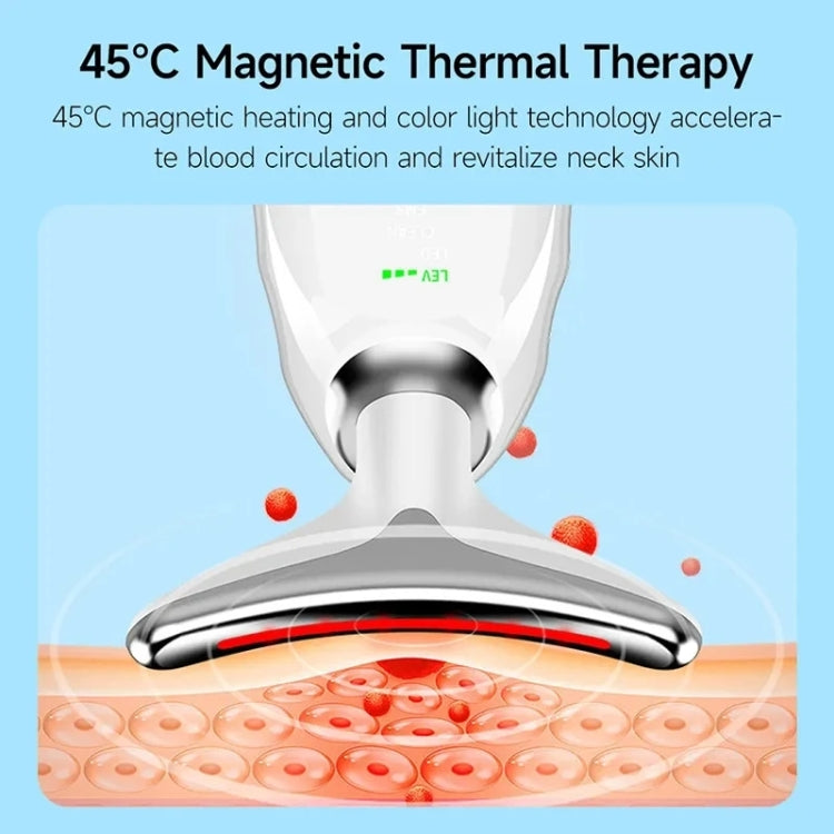 White oval neck massager with glowing LED strip and heating light area.