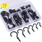 Black screw-in cup hooks set, 75-pack style organizer with hooks and screws