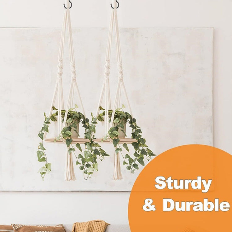 Sturdy ceiling cup hooks supporting hanging planters and macrame strings