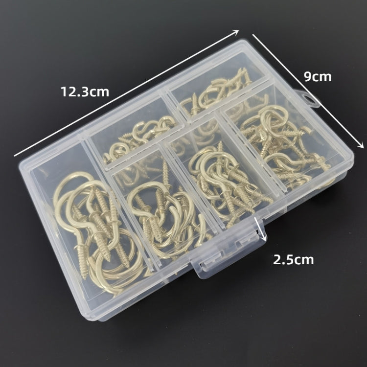 Screw-in ceiling hook set in clear box, gold hooks with screw-in ends