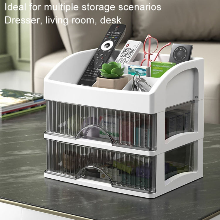 White multi-layer drawer organizer with transparent drawers for desk items