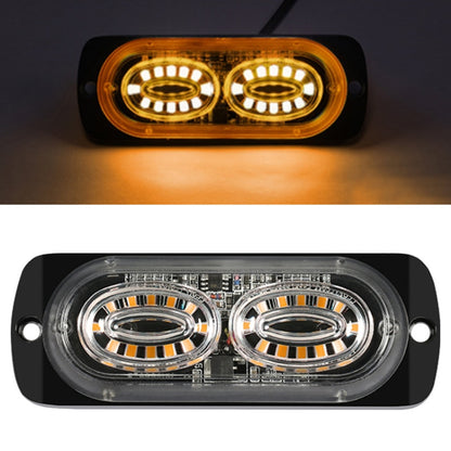 Amber/yellow LED car side signal warning light with dual circular lenses and black housing