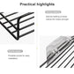 Black wire corner rack detail showing sturdy welding and buckle installation design