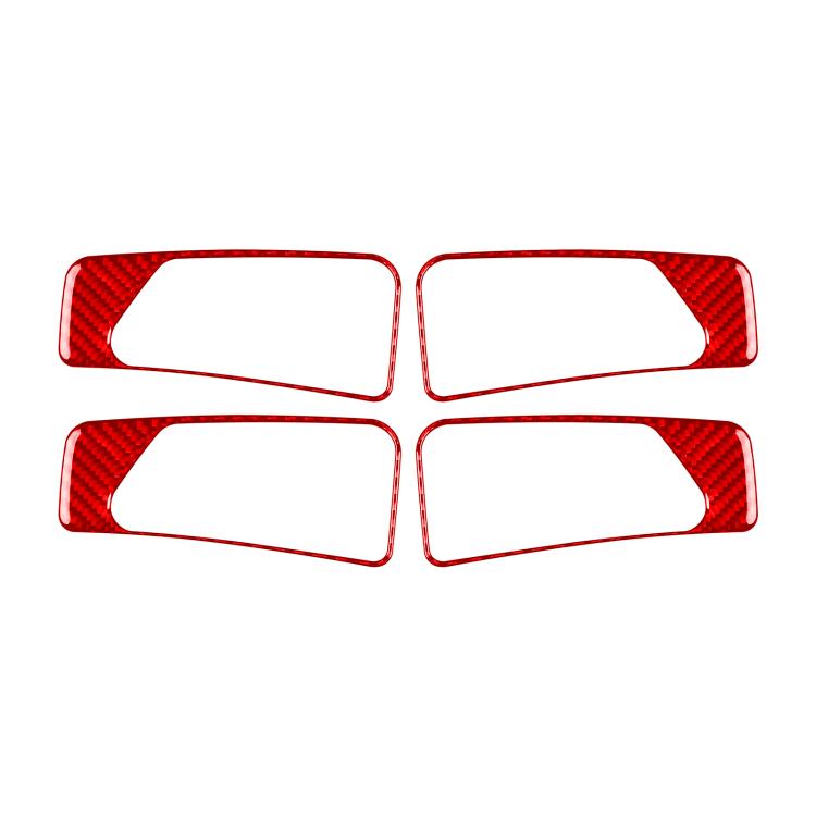 Interior door handle sticker set, 4-piece carbon-fiber style overlays in red
