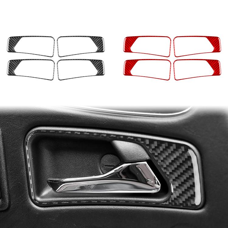 Interior door handle stickers set with black and red carbon-fiber trim pieces