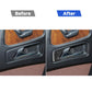 Interior door handle area with carbon-fiber sticker and red outline trim