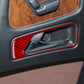 Interior door handle sticker with red carbon-fiber overlay and red border