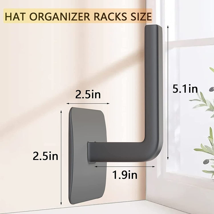 L-shaped hat organizer wall hook, self-adhesive rack hook with size markings
