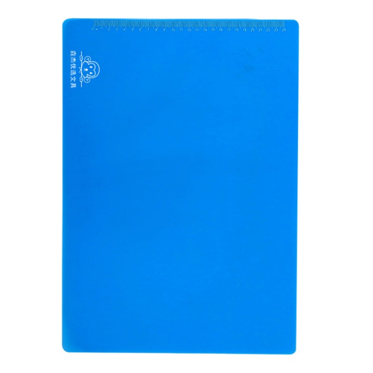 Blue non-slip writing soft pad with blue ruler edge and small corner logo