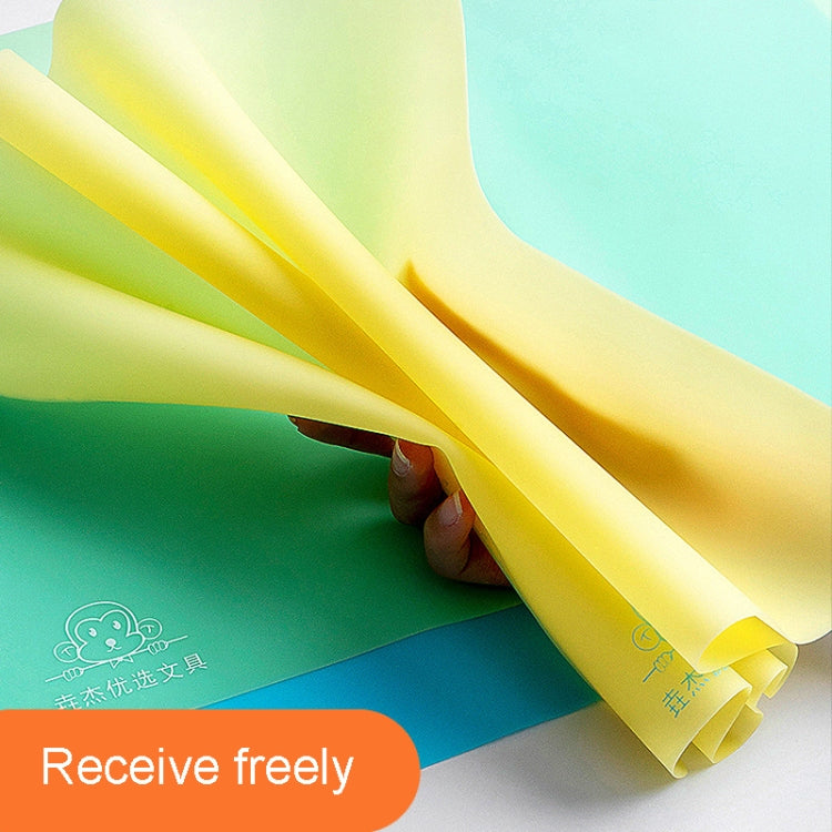 Yellow non-slip writing soft pad, rolled sheet showing blue ruler detail