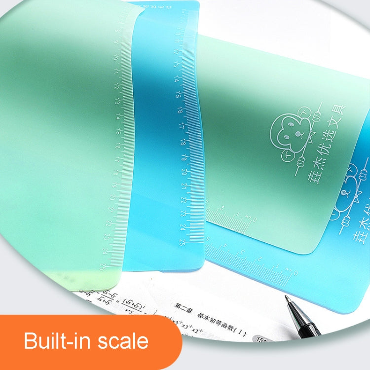 Soft writing pad with built-in measurement scale, rounded corners, non-slip surface