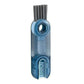 Blue U-shaped cup lid cleaning brush with stiff bristles and curved inner head