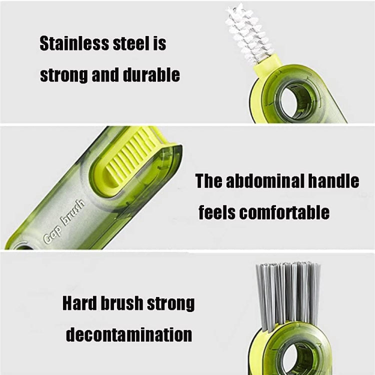 Green cup lid cleaning brush with dense stainless steel bristles