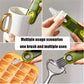 Green cup lid cleaning brush held in hand for cleaning cup rims and grooves