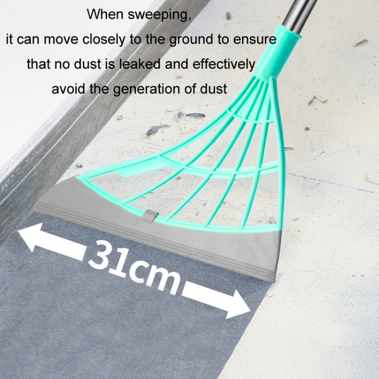 Hair cleaning mop broom with teal mesh head and gray scraper plate, 31 cm width