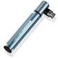 Portable bicycle thumbtube mini pump with titanium blue barrel and valve head, compact design