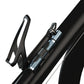 Portable mini bicycle pump mounted near a bike wheel with thumbtube style handle
