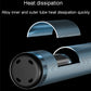Front end of titanium blue mini bicycle pump with alloy tube and valve opening