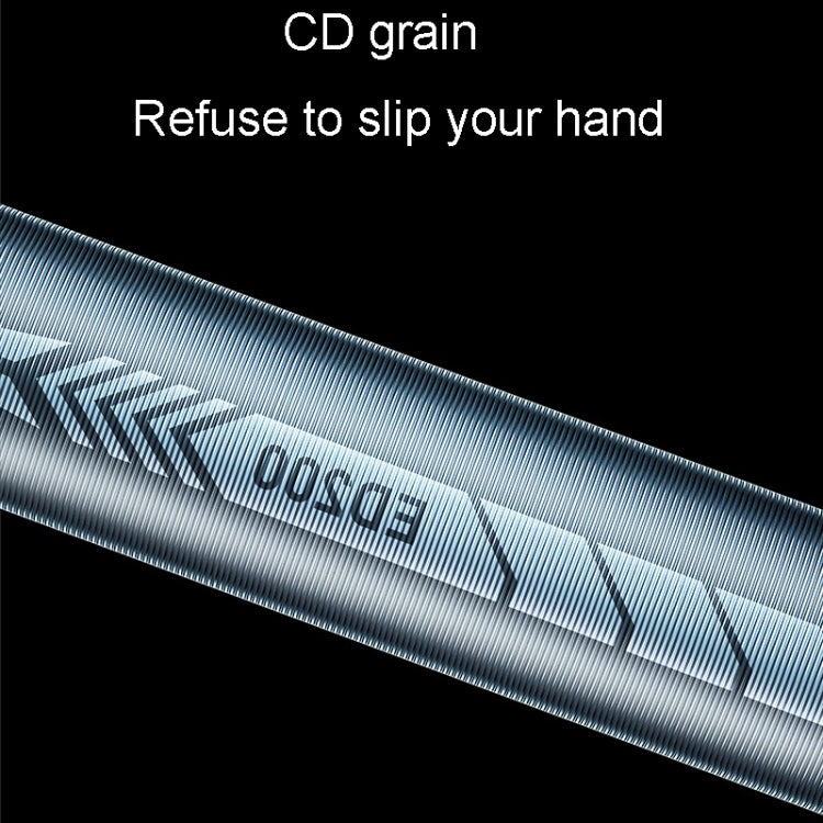 Close-up of textured barrel grip on a titanium blue mini bicycle pump