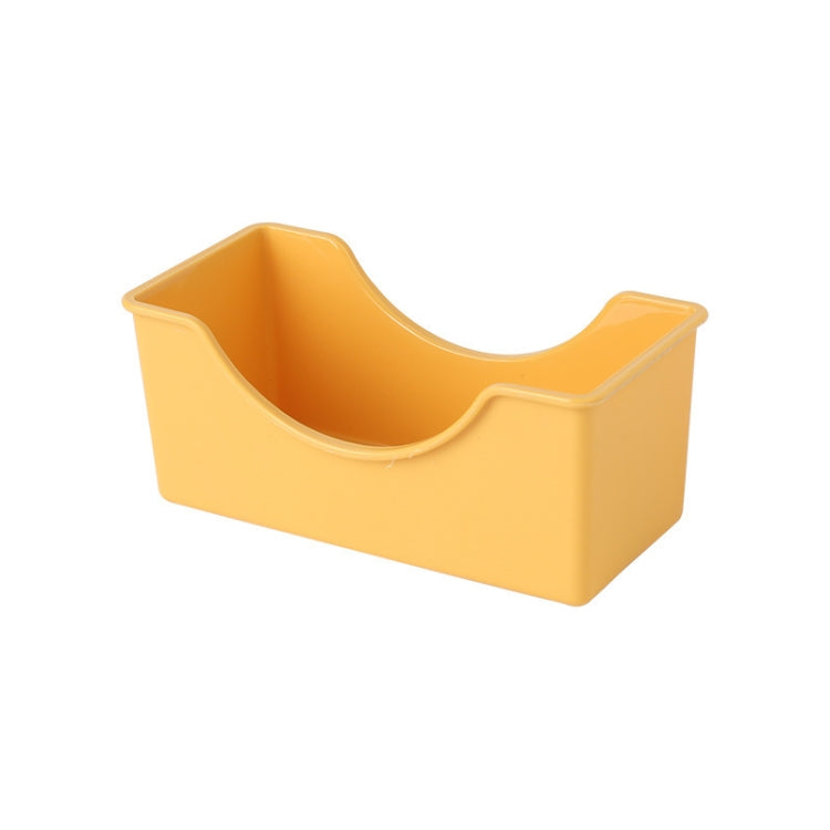 Plastic plate organizer base, yellow/orange with semicircular cutout