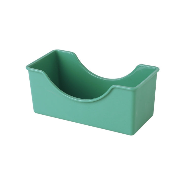 Plastic plate organizer base, green with semicircular cutout
