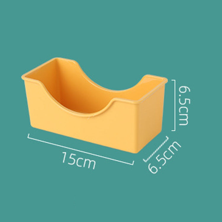 Plastic plate organizer base, yellow with semicircular cutout