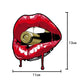 Red lip sticker decal with gold bullet, 13cm x 11cm