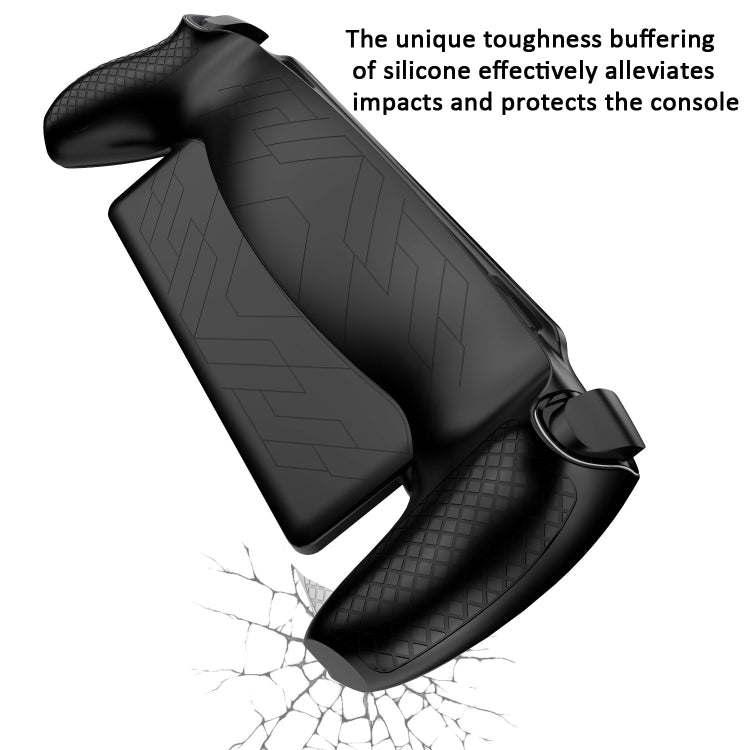 Black silicone protective cover for Sony PS Portal handheld console, thick bumper design