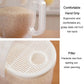 Plastic rice washing sieve with comfort hand grip and round filter plate insert