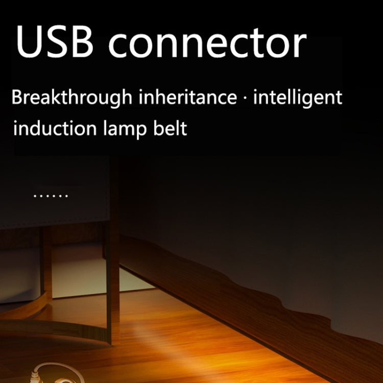 USB connector for LED sensor light strip, ready to plug into a power source