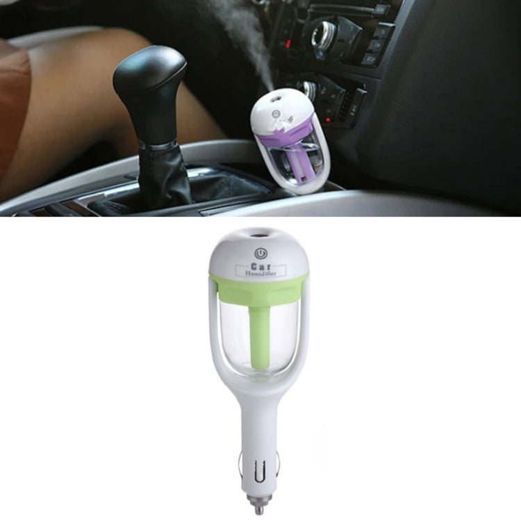 Green car humidifier spray device with glass tank and car-charger plug