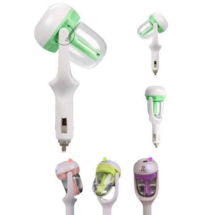 Car humidifier spray device kit with green tank and car-charger plug