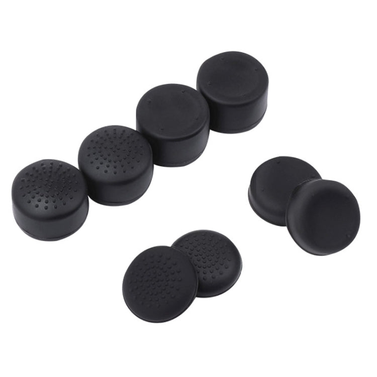 Black silicone joystick caps with textured and smooth dome tops, protective fit set