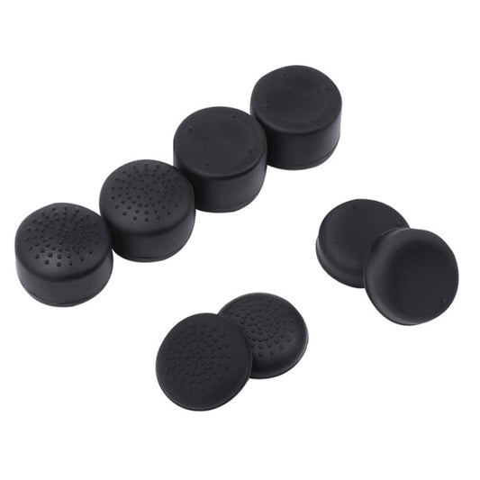 Black silicone joystick caps with textured and smooth dome tops, protective fit set