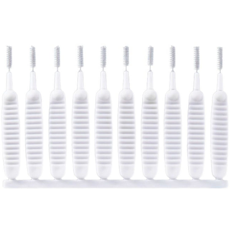 10-pack white shower head cleaning brushes with narrow bristle tips on handles