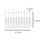Set of 10 white shower hole cleaning brushes, size labeled 9.7 x 6.5 cm