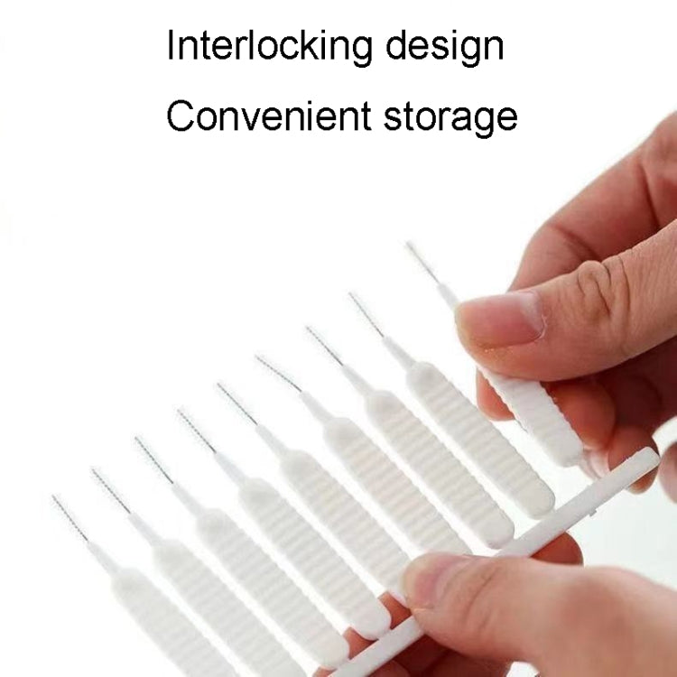 White interlocking shower hole cleaning brush set with ribbed handles and bristles