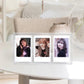 Clear three-square vertical photo frame with three child portrait photos
