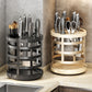 Countertop knife organizers set: black and cream cylindrical holders with open slots