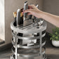 Stainless steel rotating knife rack cylinder with knife handles stored upright
